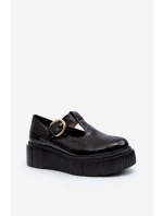 Zazoo 20102 Moderní Lakové Polobotky na Masivní Platformě Černé Zazoo 20102 Moderní Lakové Polobotky na Masivní Platformě Černé