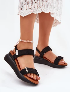 Dámské Sandály Na Klínu Černé Monera