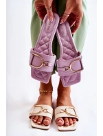 Dámské klasické kožené pantofle s zdobením fialový Shilla