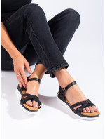 Klasické  sandály dámské černé na klínku
