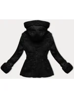 Černá kožešinová dámská bunda s prvky z eko kůže J Style (11Z8173)