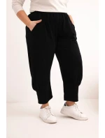 Dámské kalhoty Plus Size s nízkým sedem a gumou v pase černé