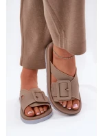 Vonné Dámské Pantofle S Dekorativní Přezkou Béžové ZAXY RR285076