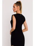 M787 Trubkové šaty s výřezem na noze - černé M787 Trubkové šaty s výřezem na noze - černé