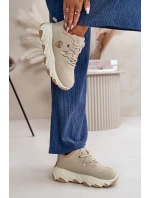 Zateplené Dámské Sportovní Boty Šněrovací Na Platformě Béžové Bialoa