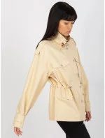 Béžová dámská bunda pro přechodné období s vysokým stojáčkem (MC142) Béžová dámská bunda pro přechodné období s vysokým stojáčkem (MC142)