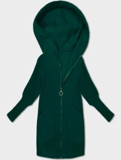 Bunda - přehoz přes oblečení typu alpaka v lahvově zelené barvě s kapucí (19905.1)