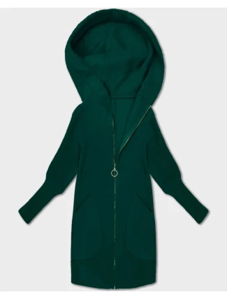 Bunda - přehoz přes oblečení typu alpaka v lahvově zelené barvě s kapucí (19905.1)