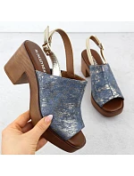 Dámské sandály na jehlovém podpatku denim gold M.Daszynski MR23126-7