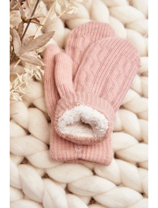 Teplé Dámské Jednoprstové Růžové Rukavice