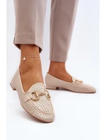 Dámské mokasíny na ploché podrážce s ozdobou béžové Iluvana