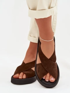 Dámské sandály Zazoo 3196 z přírodního semiše hnědé