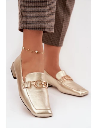 Kožené dámské mokasiny s ozdobným detailem D&A CR61-3125 zlaté