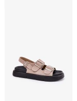 Dámské semišové sandály s přezkami Big Star – světle růžové