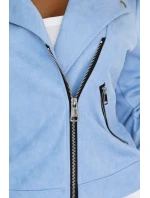 481-3 Semišová RAMONESKA s dlouhými rukávy a zipy - MODRÁ