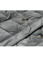 Šedá dámská prošívaná zimní bunda s kapucí (w732)