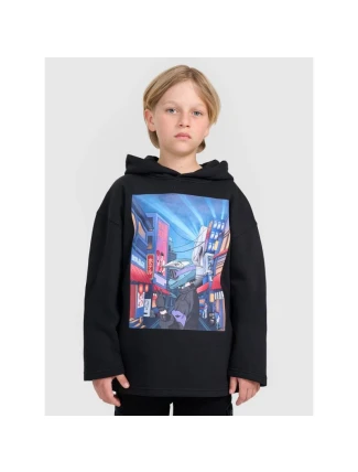 Chlapecká nepruhovaná mikina s kapucí 4F 4FJRAW25TSWSM2345-20S