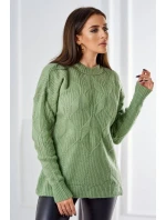 Svetr nasazený přes hlavu s módní vazbou tmavá máta Svetr nasazený přes hlavu s módní vazbou tmavá máta