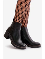 Zateplené dámské boty na podpatku eko kůže černé Irittes