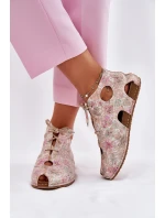 Vzorované Kožené Boty Maciejka 03426-48 Béžové