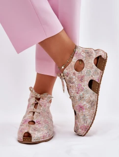 Vzorované Kožené Boty Maciejka 03426-48 Béžové