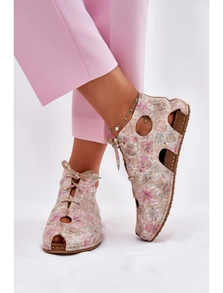 Vzorované Kožené Boty Maciejka 03426-48 Béžové