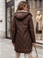 Dámská prošívaná přechodová bunda s kapucí, hnědá, FashionStreet TY5769 Dámská prošívaná přechodová bunda s kapucí, hnědá, FashionStreet TY5769