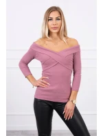 Halenka s výstřihem do V tmavě růžová