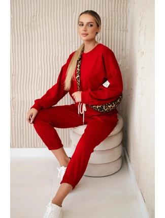 Komplet teplákové + kalhoty máslová látka červený