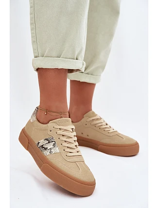 Dámské tenisky s hadí kůží Big Star TT274298 Béžové