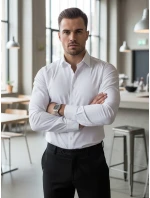 Pánská elegantní hladká bílá košile SLIM FIT FashionStreet DX2617 Pánská elegantní hladká bílá košile SLIM FIT FashionStreet DX2617