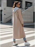 MODVENTURE dámský oversize kabát s kapucí béžový FashionStreet NY0721 MODVENTURE dámský oversize kabát s kapucí béžový FashionStreet NY0721