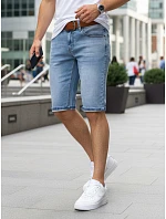 Pánské džínové šortky s páskem před kolenem modré SX2579