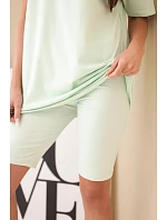 Dámský bavlněný komplet s krátkým rukávem a šortkami žlutý Dámský bavlněný komplet s krátkým rukávem a šortkami žlutý