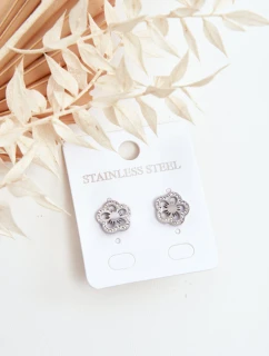květinové náušnice s kubickou zirkonií Stříbrné