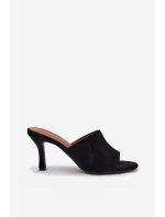 Dámské pantofle na podpatku z eko semiše černé Isolia