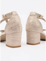 Zajímavé  sandály dámské hnědé na širokém podpatku