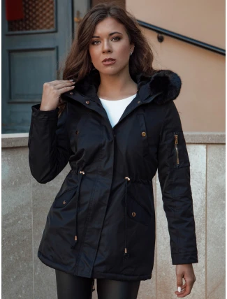 Dámská zimní bunda parka s kožešinou ERISS černá FashionStreet TY4551