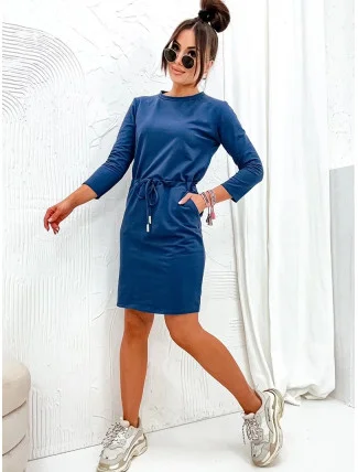 Tmavě modré dámské úpletové šaty (700) Tmavě modré dámské úpletové šaty (700)