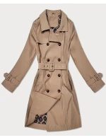 Płaszcz damski typu trencz z paskiem Goodlookin ciemny beżowy (KK60416-4#)