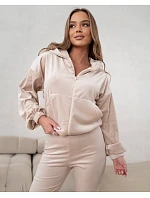 Dvoudílný velurový komplet s kalhotami do zvonu Goodlookin beige (821144) Dvoudílný velurový komplet s kalhotami do zvonu Goodlookin beige (821144)