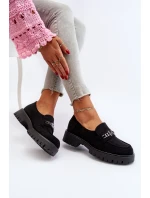 Dámské semišové mokasíny s ozdobou černé Loraleima