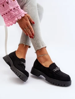 Dámské semišové mokasíny s ozdobou černé Loraleima