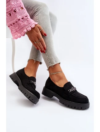 Dámské semišové mokasíny s ozdobou černé Loraleima