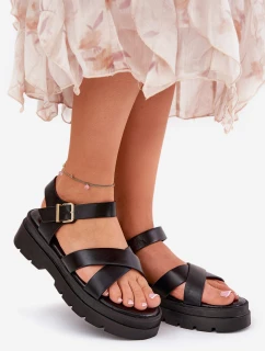 Dámské Sandály Na Platformě Z Eko Kůže Černé Gevinniser