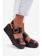 Dámské sandály na platformě s ozdobným detailem Černé Nelira