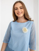 Dámská halenka LK BZ 506642.94 Světle modrá s bílou - Lakerta Dámská halenka LK BZ 506642.94 Světle modrá s bílou - Lakerta