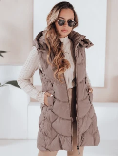 Dámská zateplená prošívaná vesta latte FashionStreet TY5104