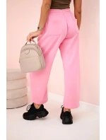 Máslové kalhoty zavazované v pase růžový Máslové kalhoty zavazované v pase růžový