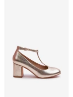 Lodičky Z Eko Kůže Na Podpatku Zlaté Raniyah